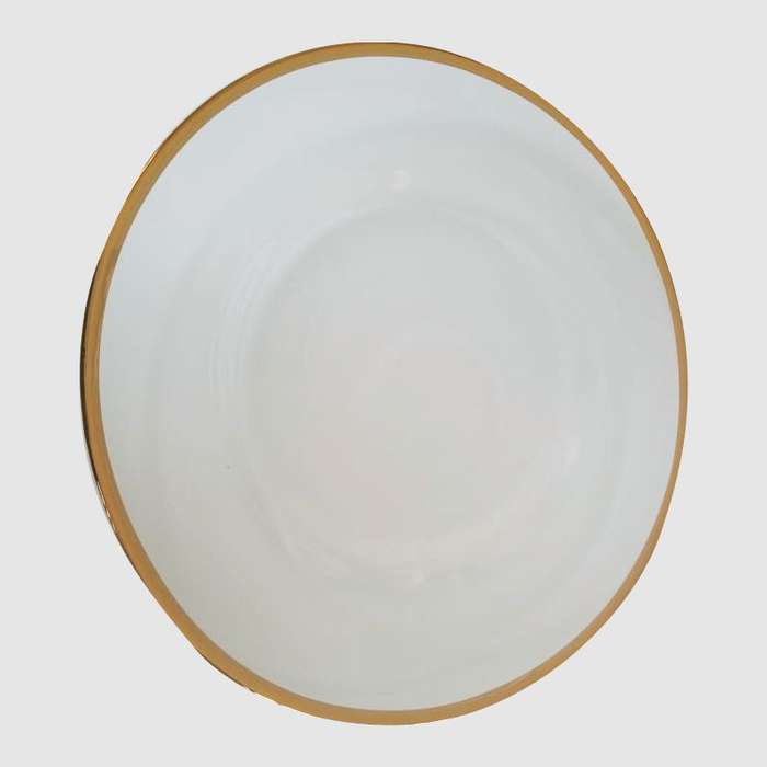 Large Round Glass Underplate With Gold Rim 33cm