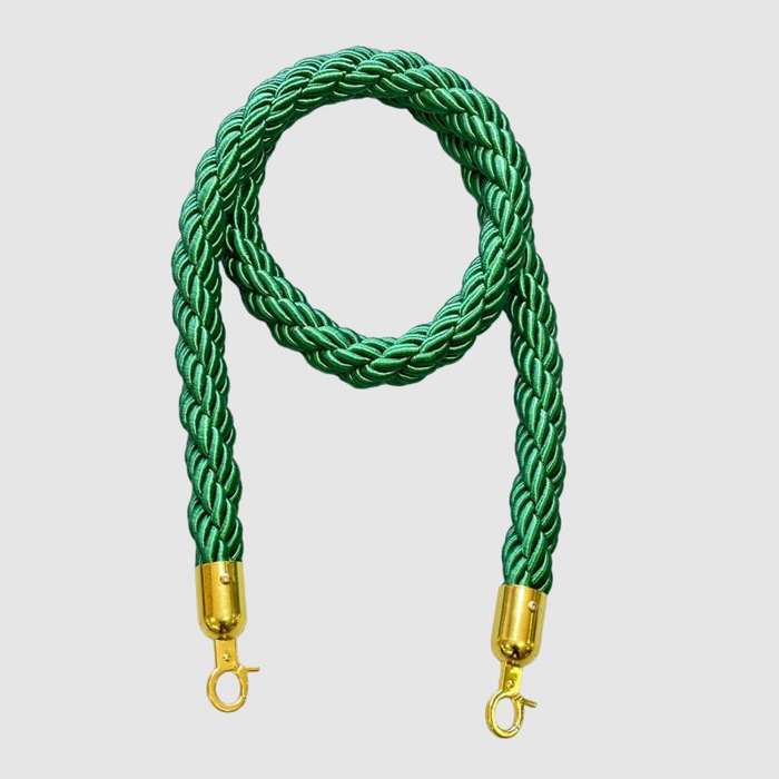 Braided Stanchion Green Rope With Gold Clasps