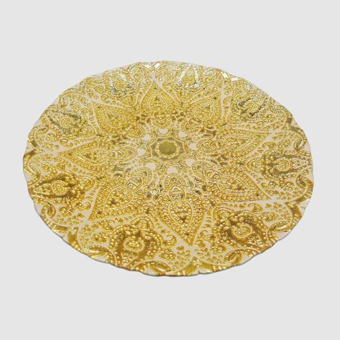 Glass Underplate With Pattern Gold 33CM