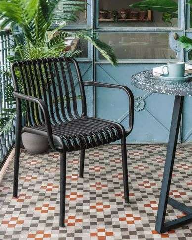 Florence Café Chair With Armrest-Black Colour