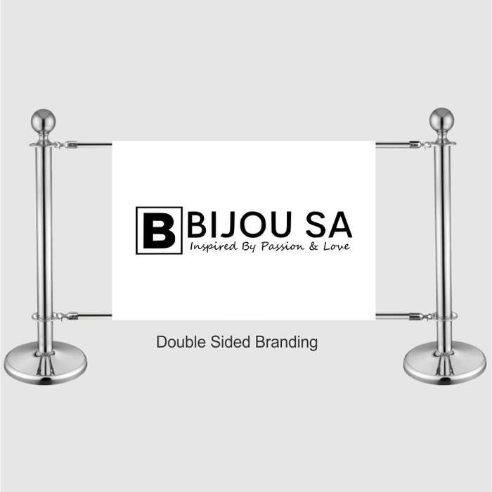Ball Top Silver Stanchions With Custom Branding