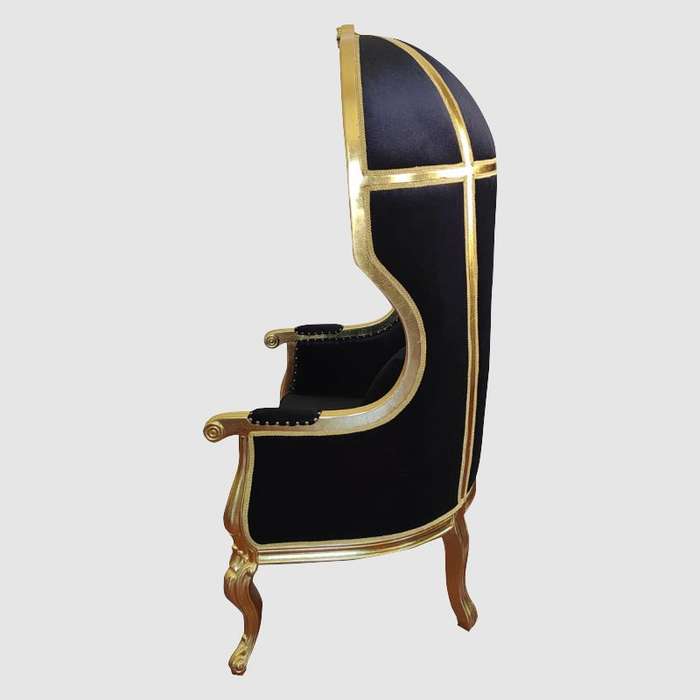 Porters Chair Gold Frame & Black Velvet Finish