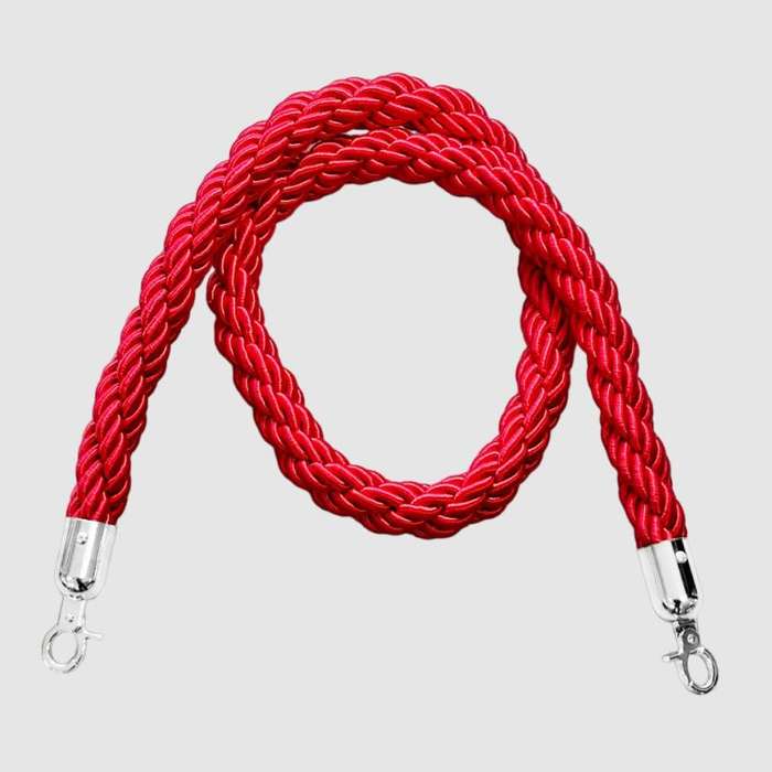 Braided Stanchion Red Rope With Silver Clasps