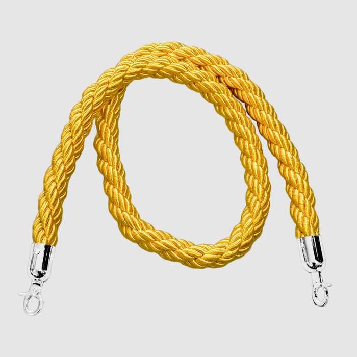 Golden Braided Stanchion Rope With Silver Clasps