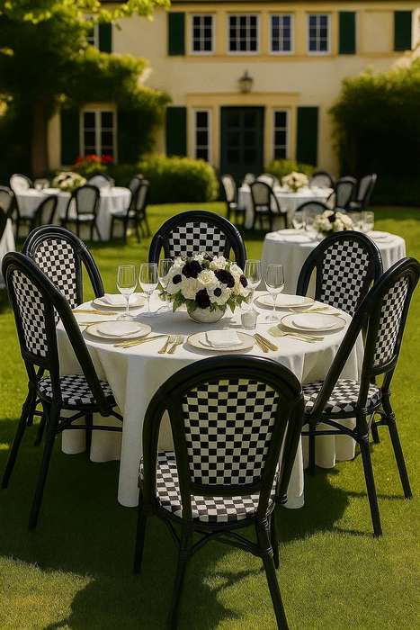 French Bistro Café | Wedding  Chair-White & Black