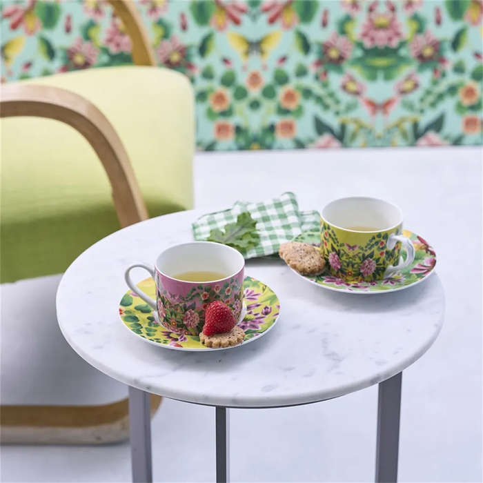 Ikebana Teacup & Saucer, Set Of 2