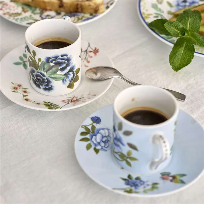 Porcelaine De Chine Espresso Cup & Saucer, Set Of 2