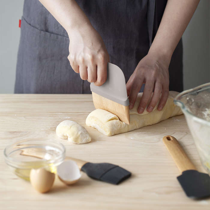 Silicone And Wood Dough Cutter & Scraper