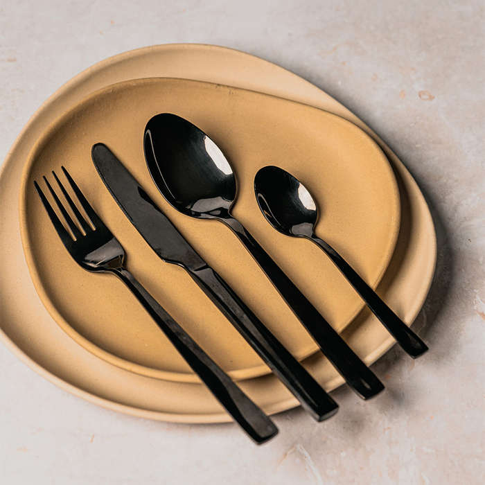 Premium Black Cutlery Set, 16pc