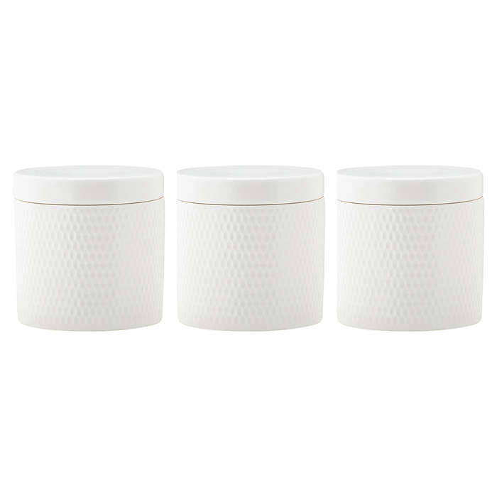 White Basics Diamonds Set Of 3 Canisters, 600ml