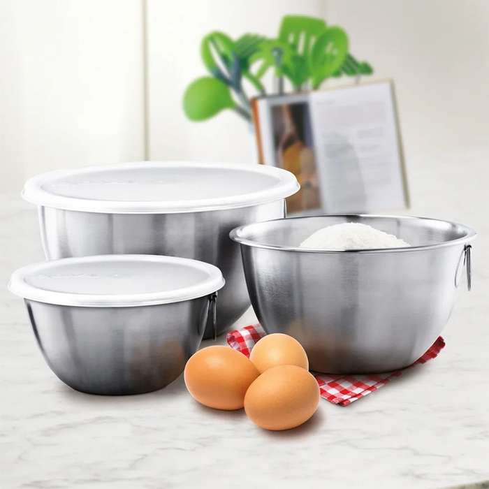 Stainless Steel Mixing Bowls with Tight Seal Lids, Set of 3