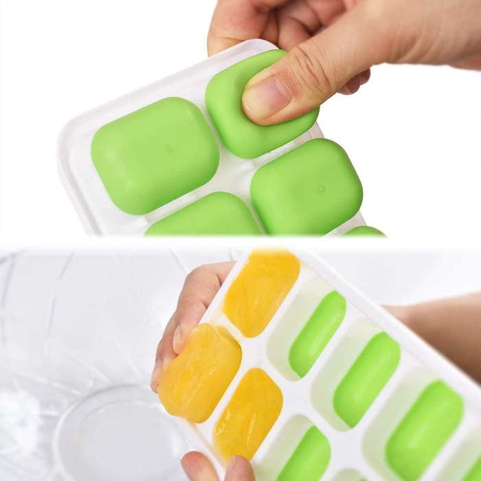 Silicone Pop-Out Ice Trays With Lids, Set Of 2