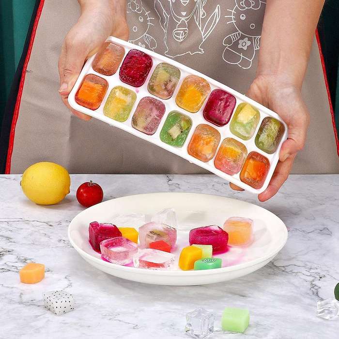 Silicone Pop-Out Ice Trays With Lids, Set Of 2