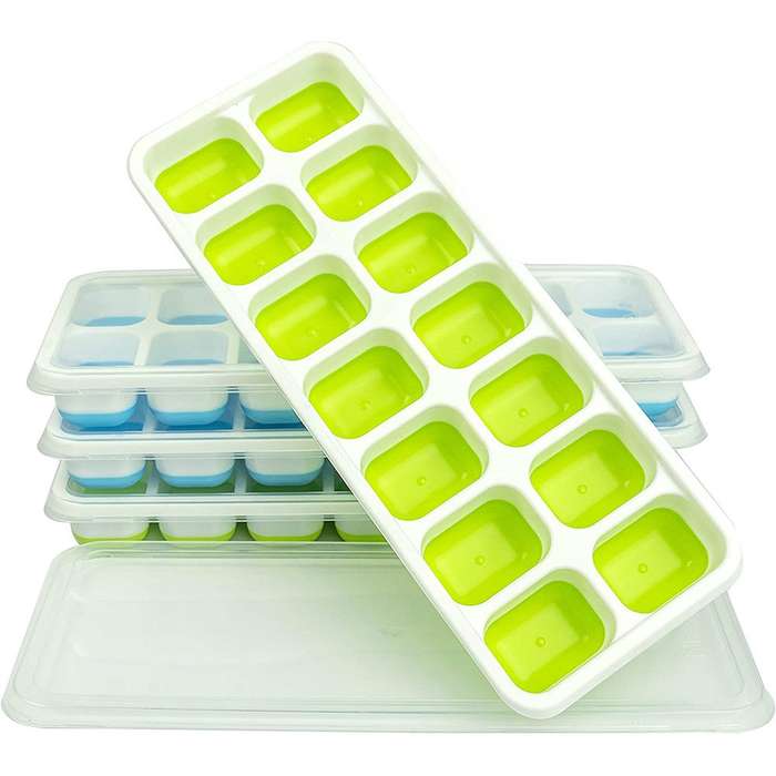 Silicone Pop-Out Ice Trays With Lids, Set Of 2