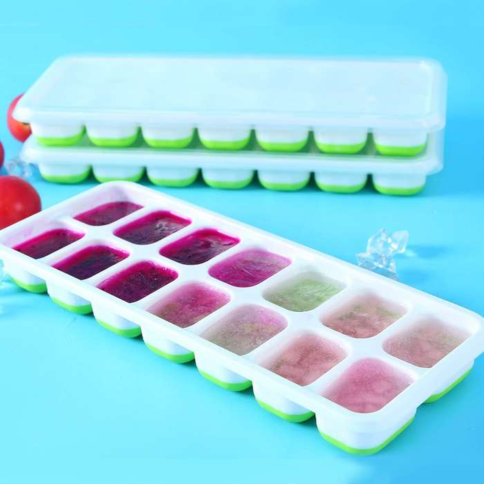 Silicone Pop-Out Ice Trays With Lids, Set Of 2
