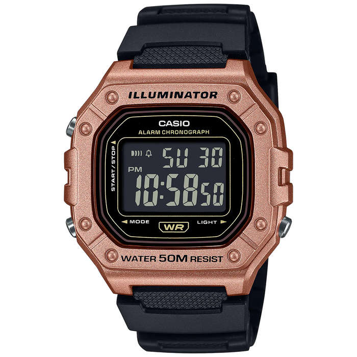 Standard Men's 50m Digital Wrist Watch, W-218HM-5BVDF
