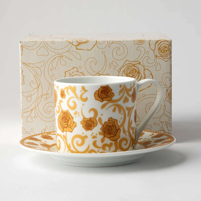 Mica Gold Cappuccino Cup & Saucer, Set Of 2