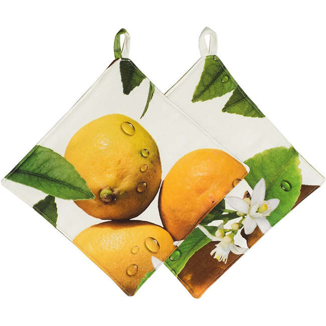 Botanica Lemons Pot Holders, Set Of 2