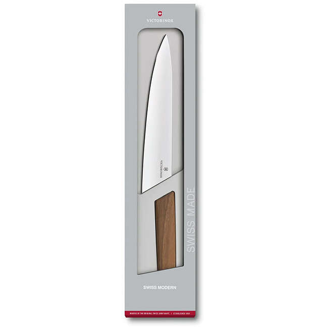 Swiss Modern Cook's Knife With Walnut Wood Handle, 22cm