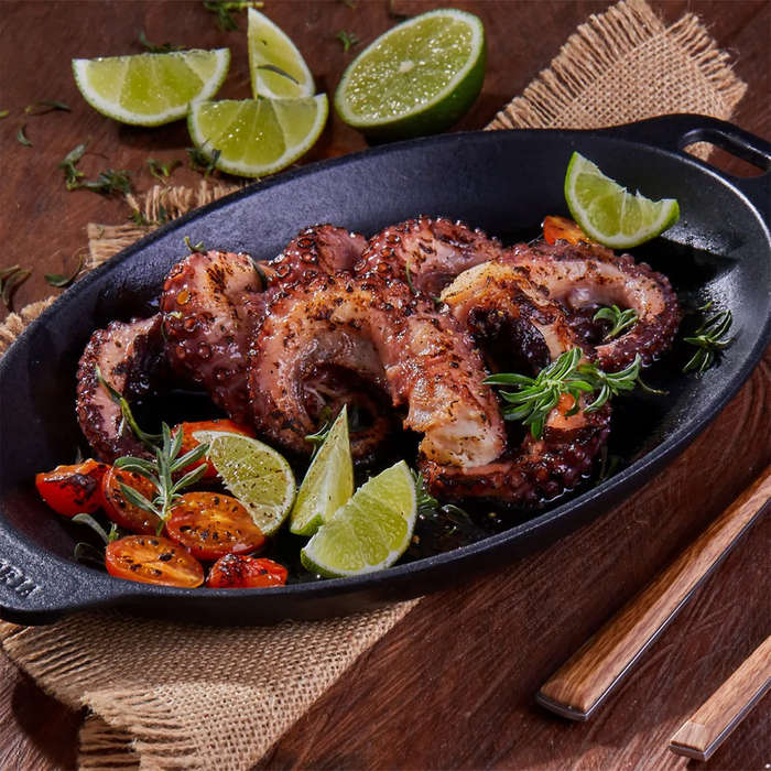 Enamelled Oval Serving Cast Iron Griddle