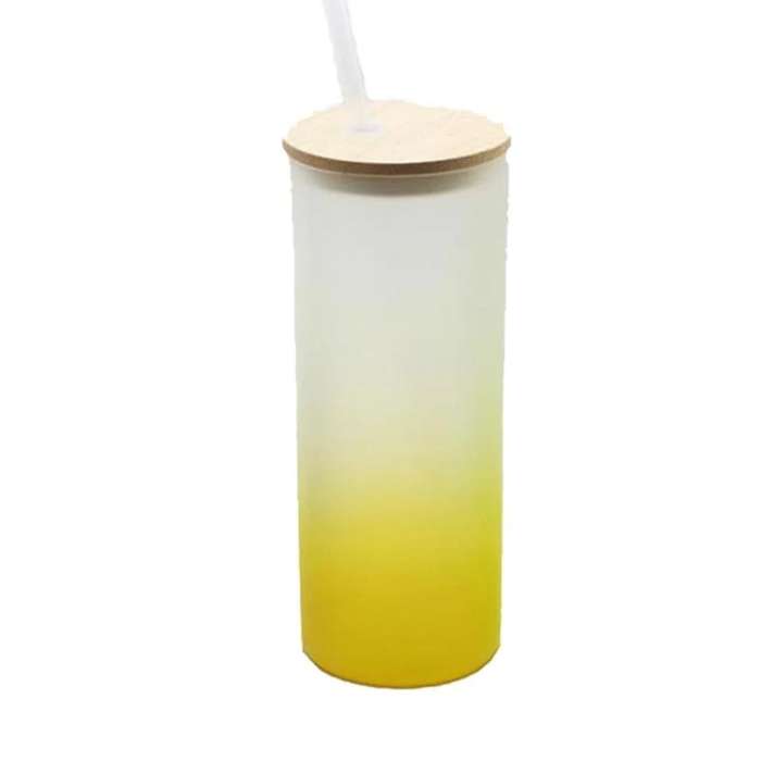 Long Tumbler With Straw Frosted  - Yellow