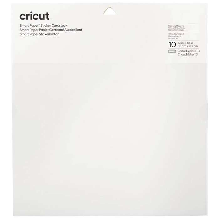 Cricut Smart Paper Sticker Cardstock | 10 Sheets | 33cm x 33cm | White