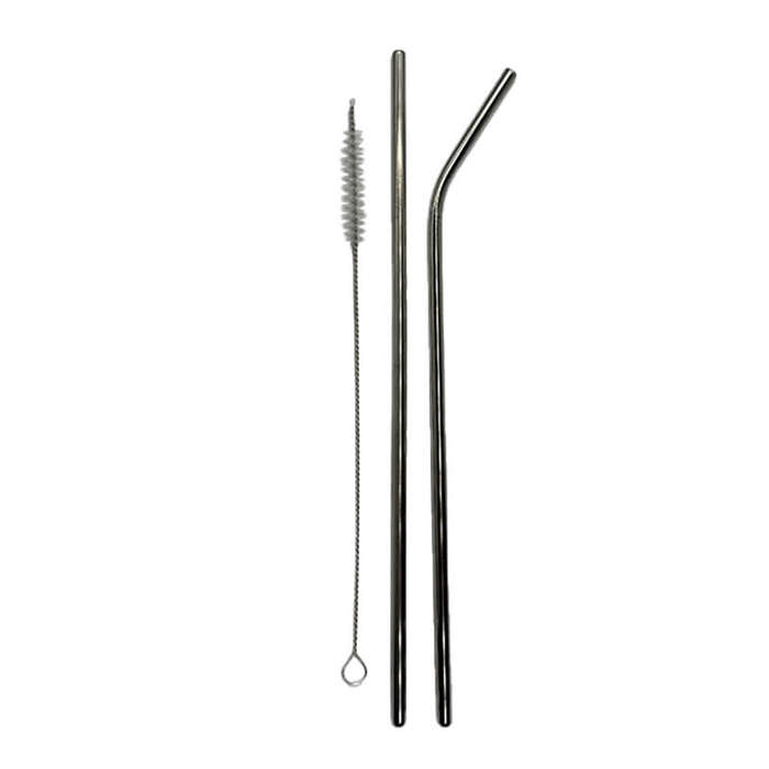 Silver Reusable Metal Straw Set