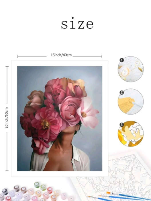 Paint by Numbers: White Shirt Pink Flower Face