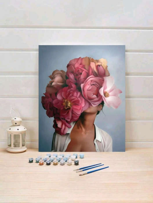 Paint by Numbers: White Shirt Pink Flower Face
