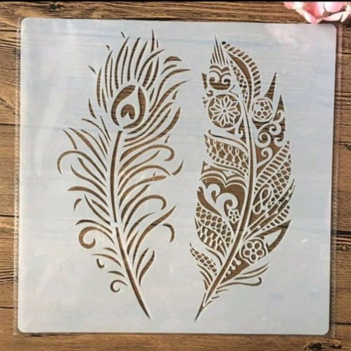 PVC Stencil: 2 Feathers Painting Stencil