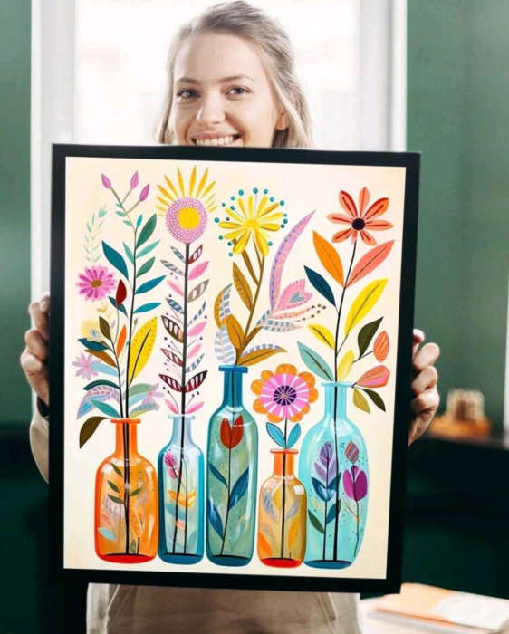 Paint by Numbers: Flowers in Coloured Jars