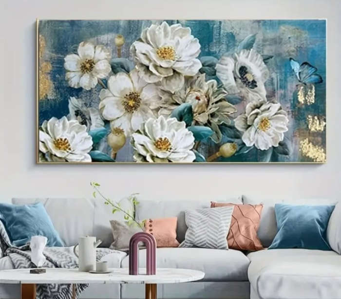 Diamond Dotting: Flowers & Teal Background