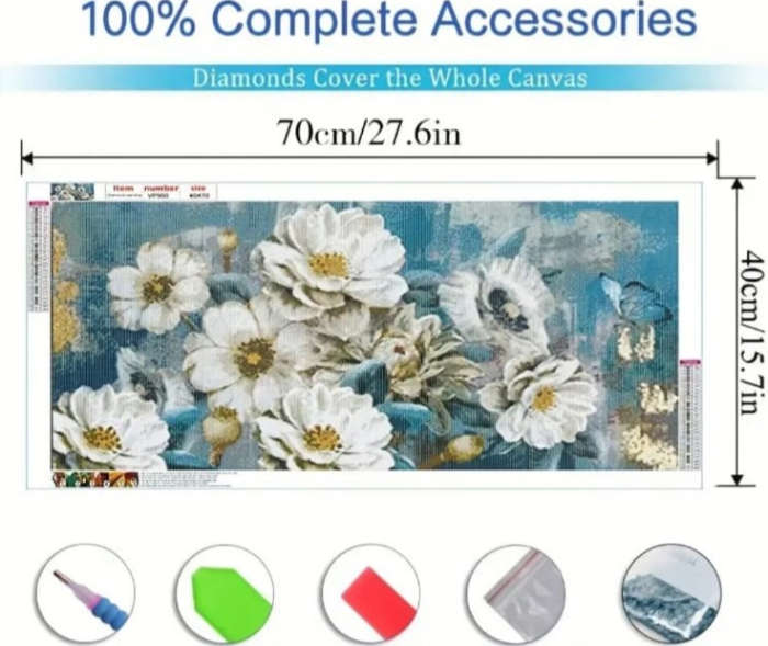 Diamond Dotting: Flowers & Teal Background