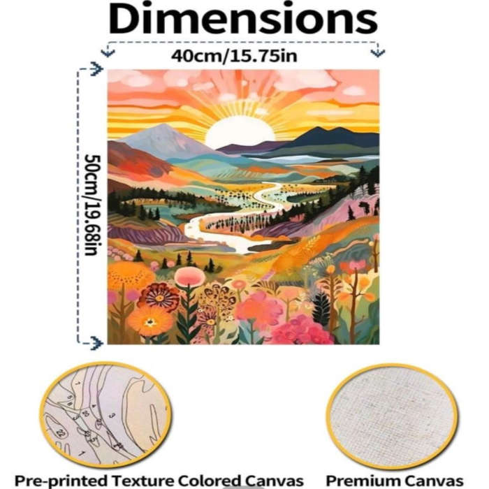Paint by Numbers: Mountain Sunset Landscape