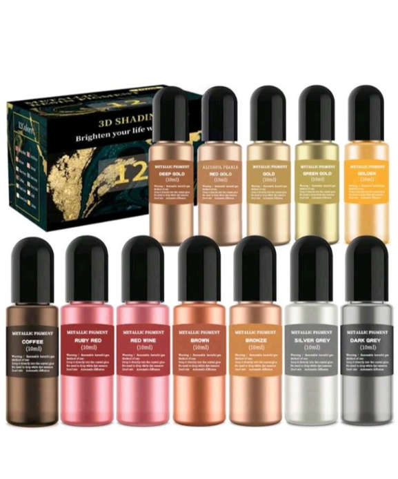 12-Colour Metallic Resin Pigment