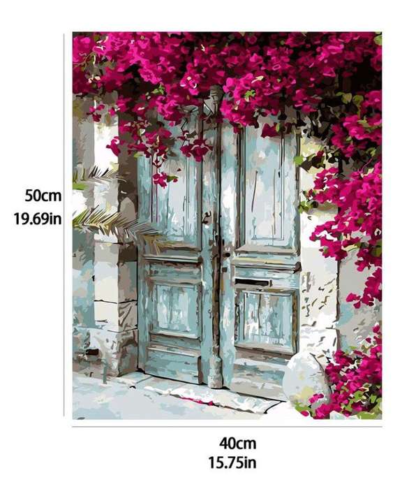 Paint by Numbers: Doors with Pink Flowers