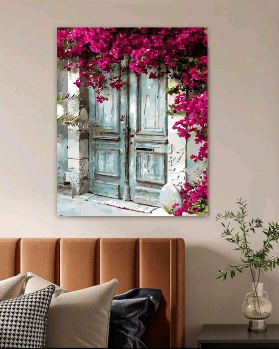 Paint by Numbers: Doors with Pink Flowers