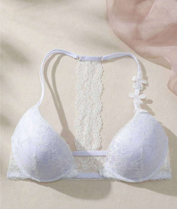 White Lace Halter Neck Bra