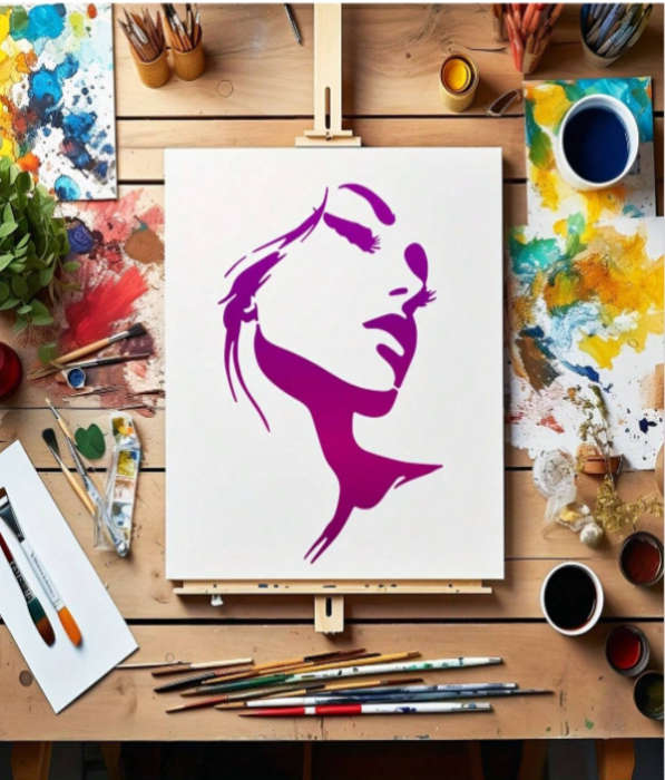 PVC Stencil: 4pc Female Face Silhouette
