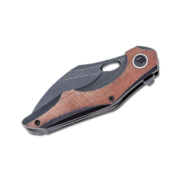 BESTECH BT2105E Nogard Titanium and Natural Canvas Micarta Handle
