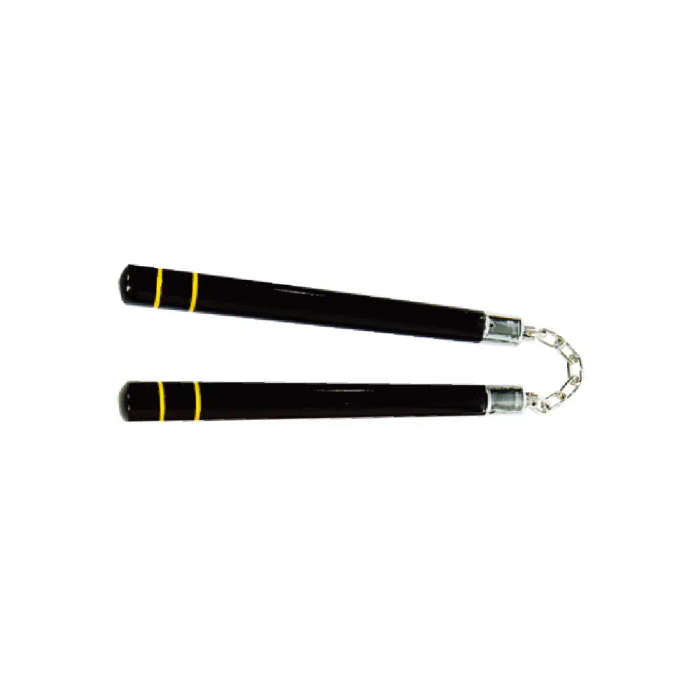 WOODEN B.B. ROUND CHAKU 12" BLACK W/2 YELLOW STRIPES - C111