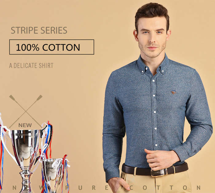 Mens Oxford Cotton Long Sleeve Shirt