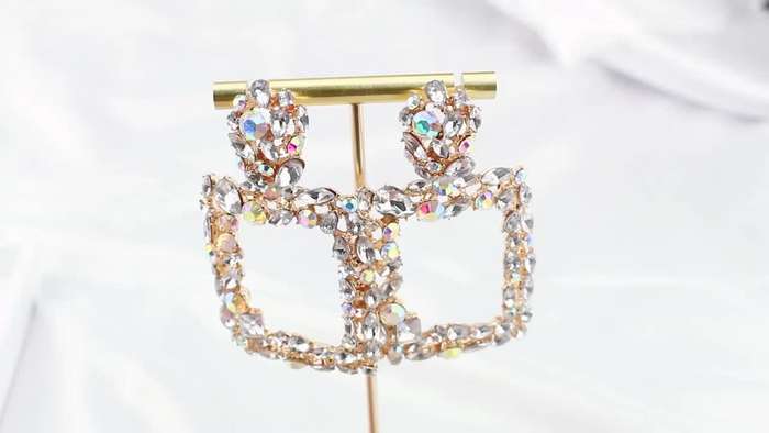 Large square crystal earrings
