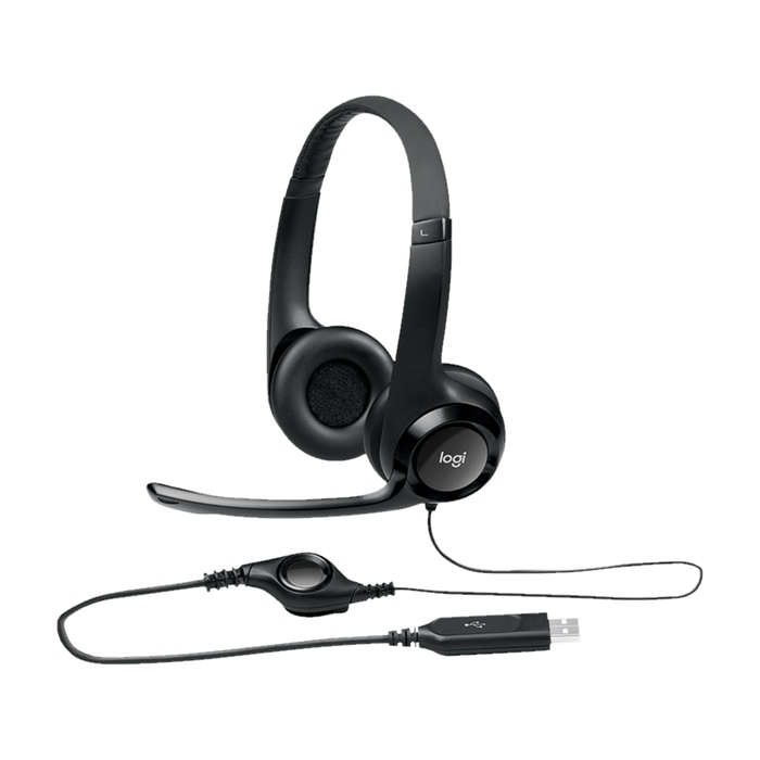 LOGITECH H390 USB COMPUTER HEADSET WITH NOISE CANCELING MIC, BLACK
