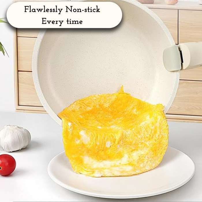 VIRAL 12-Piece Non-Stick Cookware Set With Detachable Handles  VANILLA CREAM