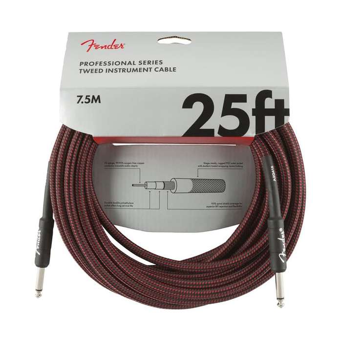 Fender Professional Series Instrument Cable - 7.5m - Red Tweed