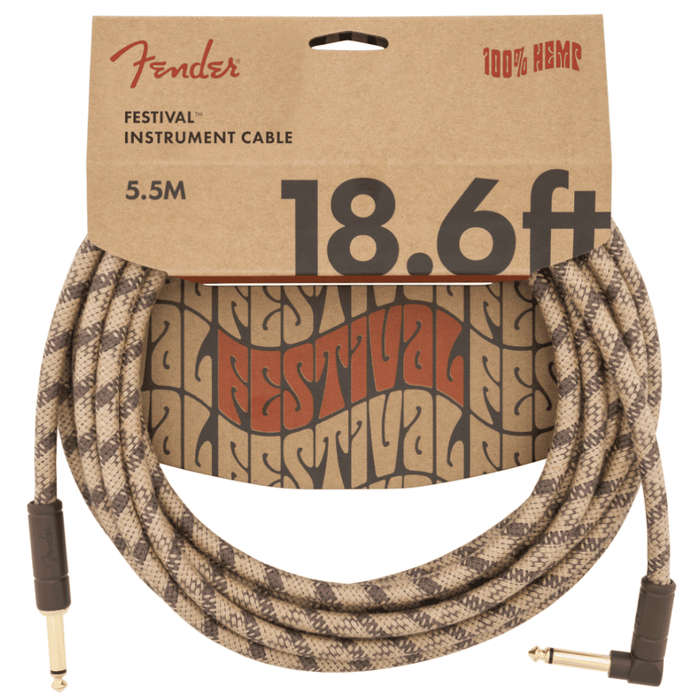 Fender Festival Series Hemp Instrument Cables - Brown Stripe - 18.6' (5.5m)