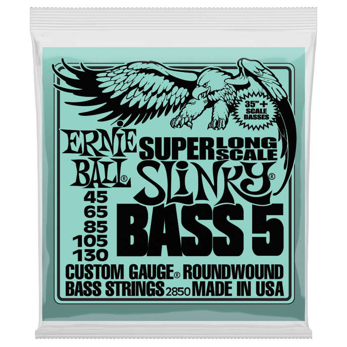 Ernie Ball Super Long Scale 5-String Slinky Bass Guitar Strings - (45-130)