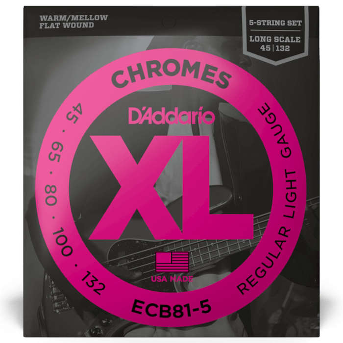 D'addario ECB81-5 Regular Light 5-String Long Scale Bass Strings - (45-132)