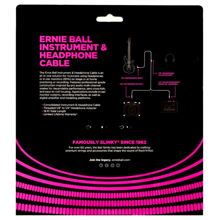 Ernie Ball Instrument + Headphone Combo Cable